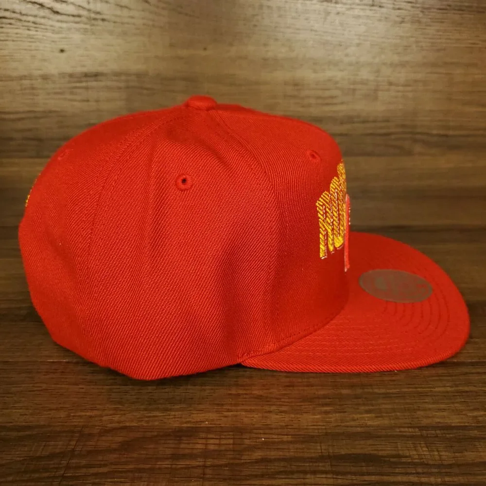 Houston Rockets Mitchell & Ness NBA Snapback‎ Cap Hat Embroidery Red Yellow NWT